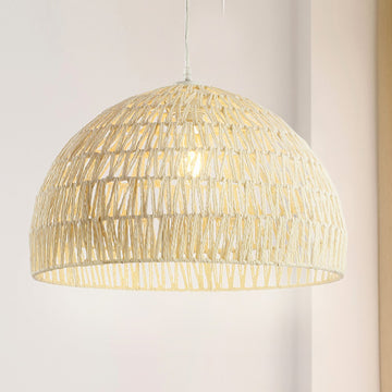 Campana 20" Bohemian Modern Woven Rattan/Iron LED Pendant